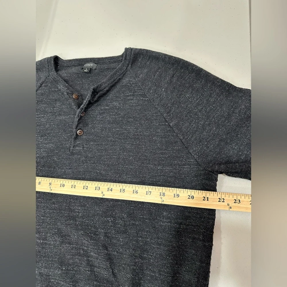 J Crew Sweater Mens LDark Gray Heathered Knit Long Sleeve‎ Pullover Sweatshirt